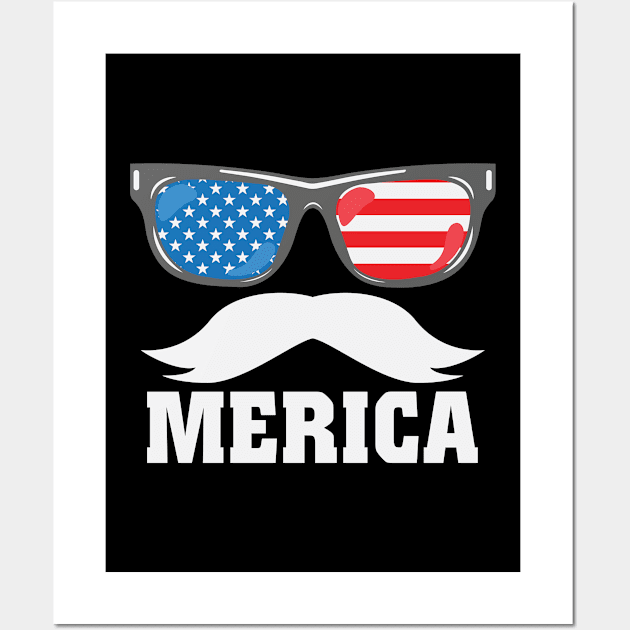 MERICA Mustache Wall Art by GoshaDron